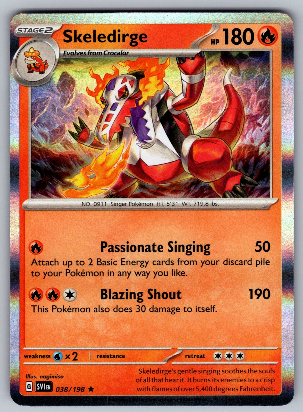 Skeledirge Holo Rare SV01: Scarlet & Violet Base Set 038/198 NM 2023