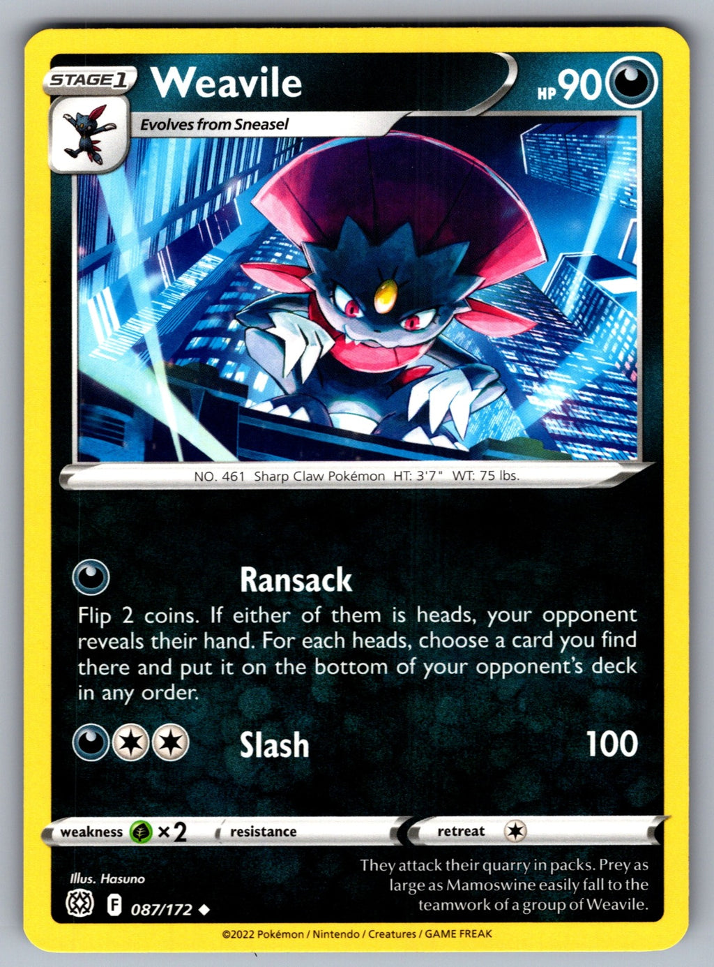 Weavile Uncommon SWSH09: Brilliant Stars 087/172 NM 2022