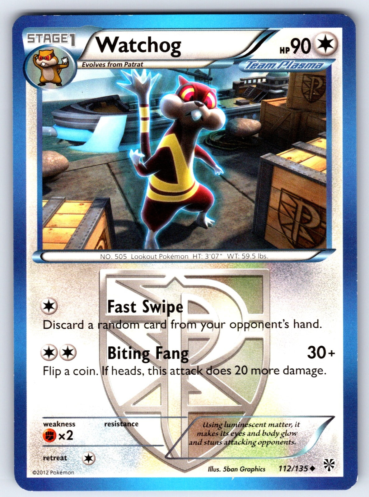 Watchog (Team Plasma) (112) Uncommon Plasma Storm 112/135 LP 2013