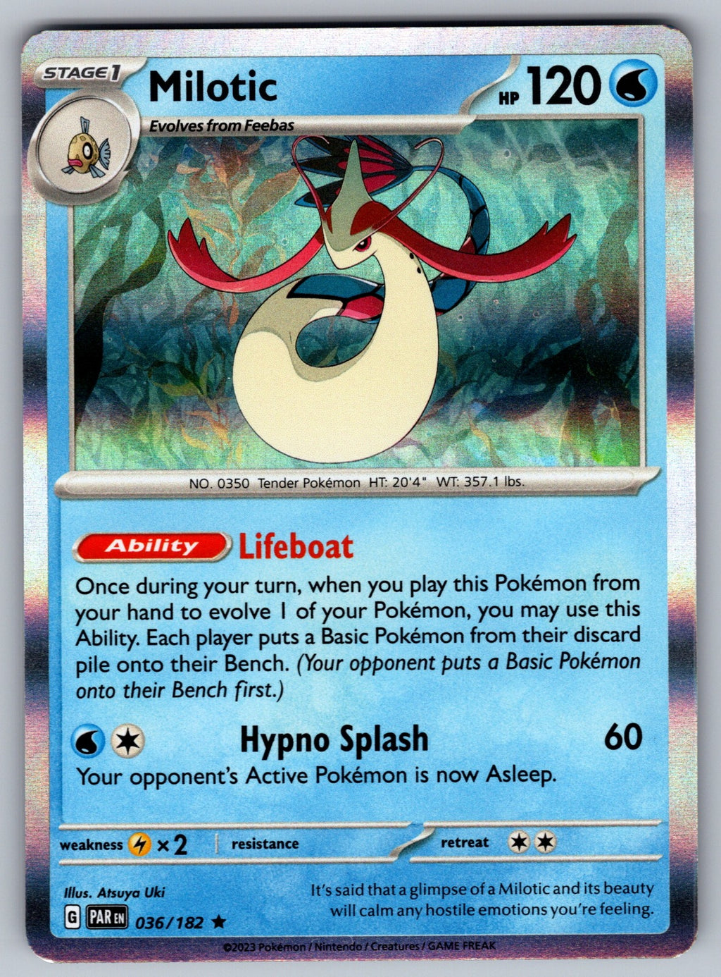 Milotic Holo Rare SV04: Paradox Rift 036/182 NM 2023