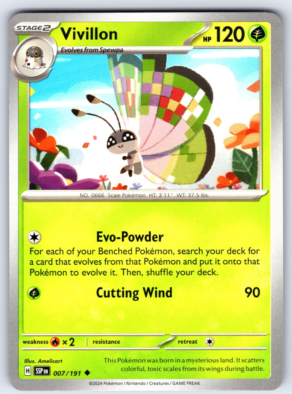 Vivillon Uncommon SV08: Surging Sparks 007/191 LP 2024