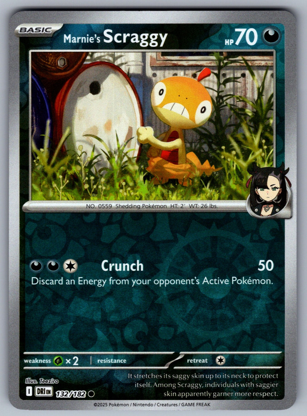 Marnie's Scraggy Reverse Holo Common SV10: Destined Rivals 132/182 NM 2025
