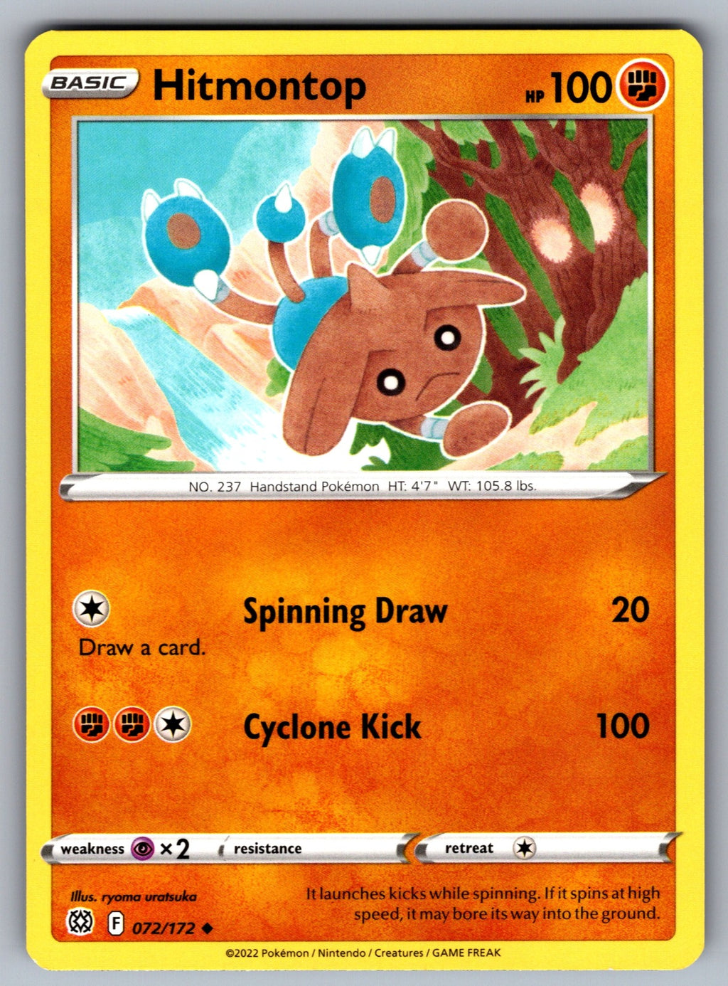 Hitmontop Uncommon SWSH09: Brilliant Stars 072/172 NM 2022