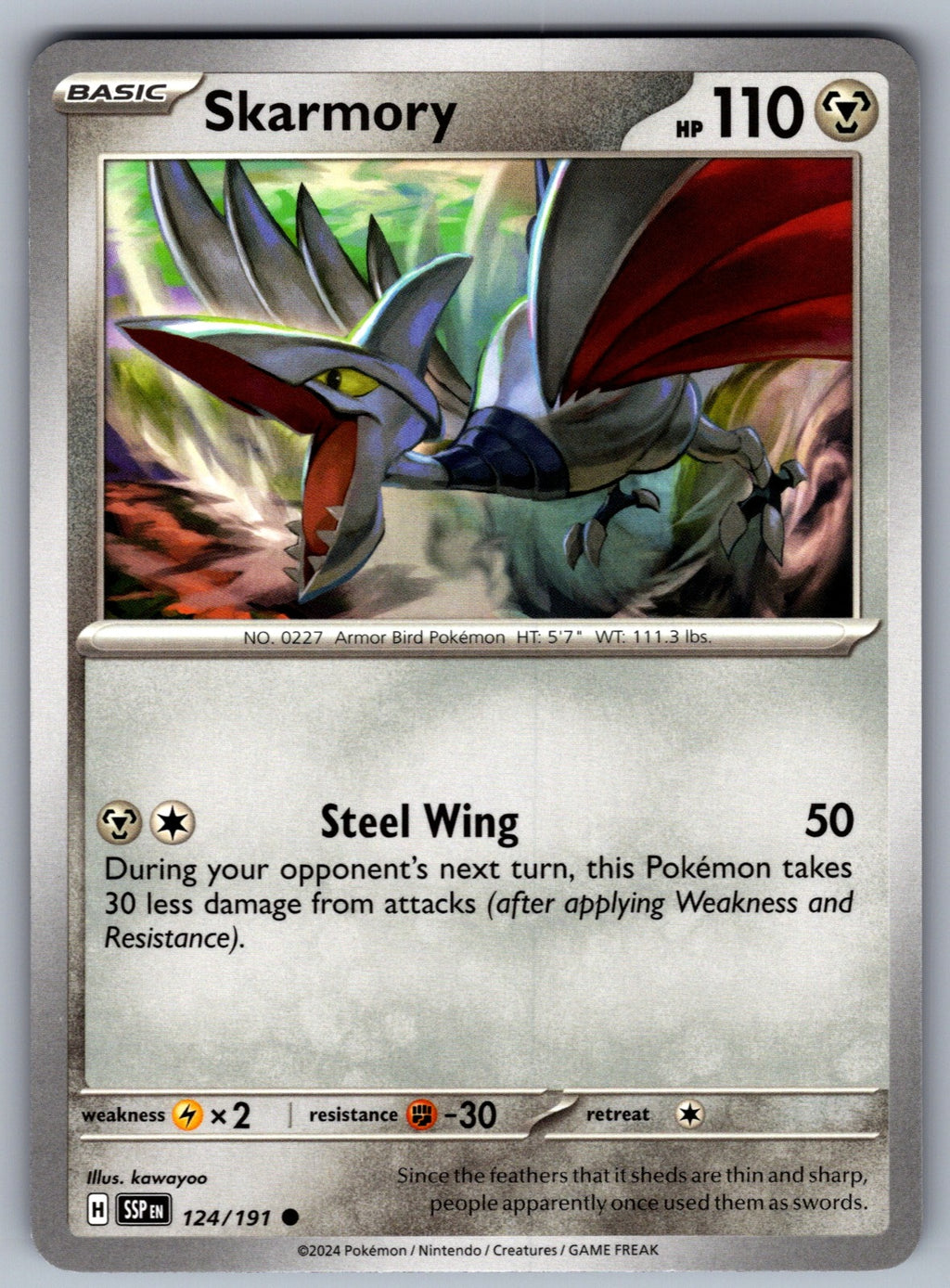 Skarmory Common SV08: Surging Sparks 124/191 NM 2024