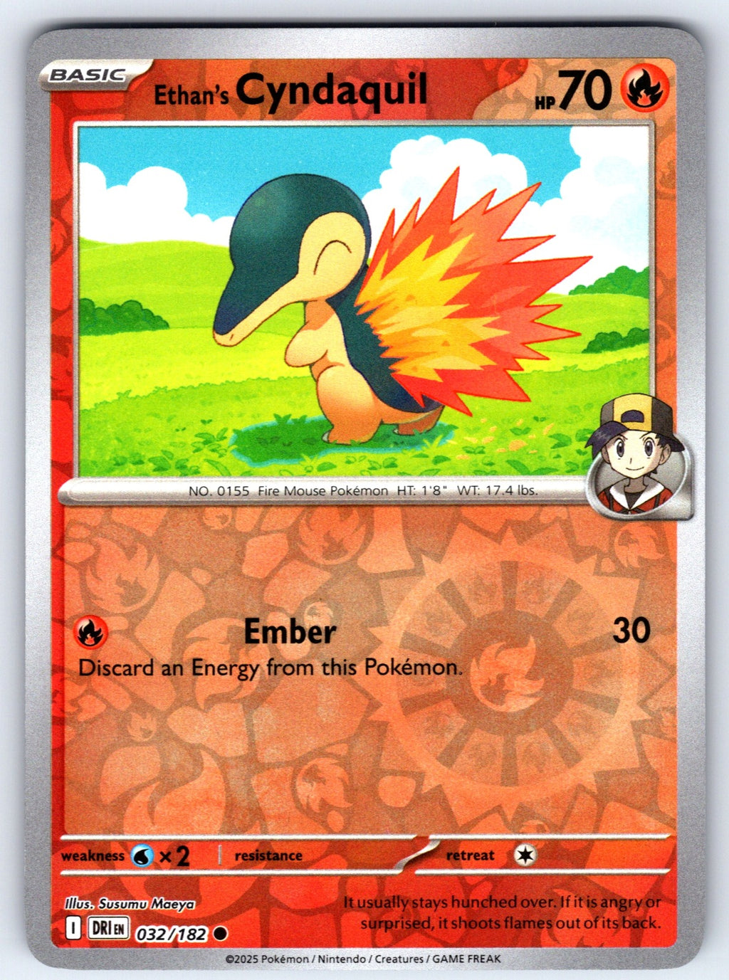 Ethan's Cyndaquil Reverse Holo Common SV10: Destined Rivals 032/182 NM 2025