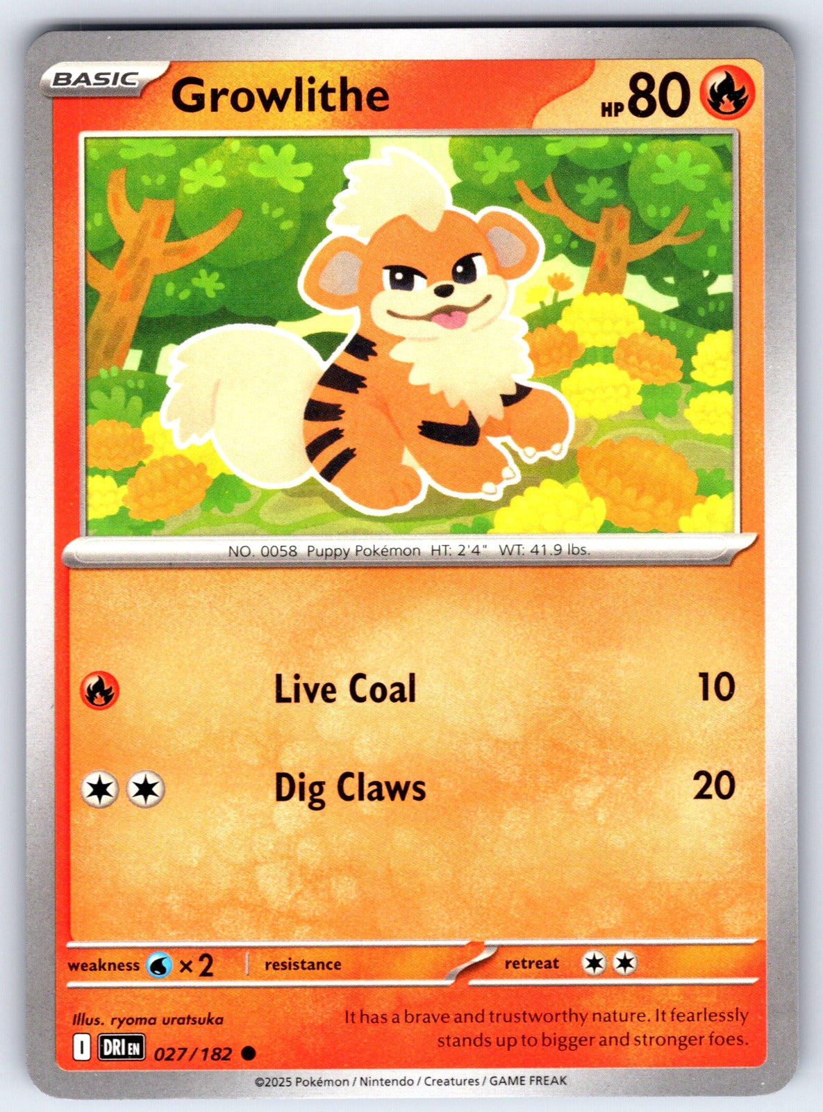 Growlithe Common SV10: Destined Rivals 027/182 NM 2025