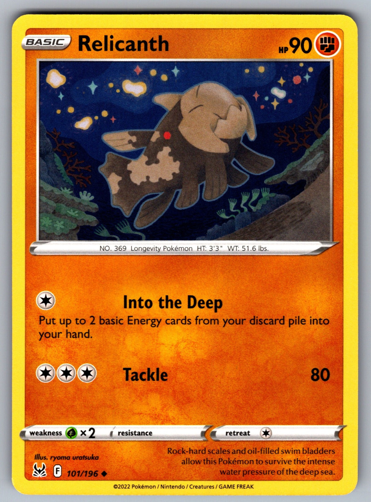 Relicanth Uncommon SWSH11: Lost Origin 101/196 NM 2022