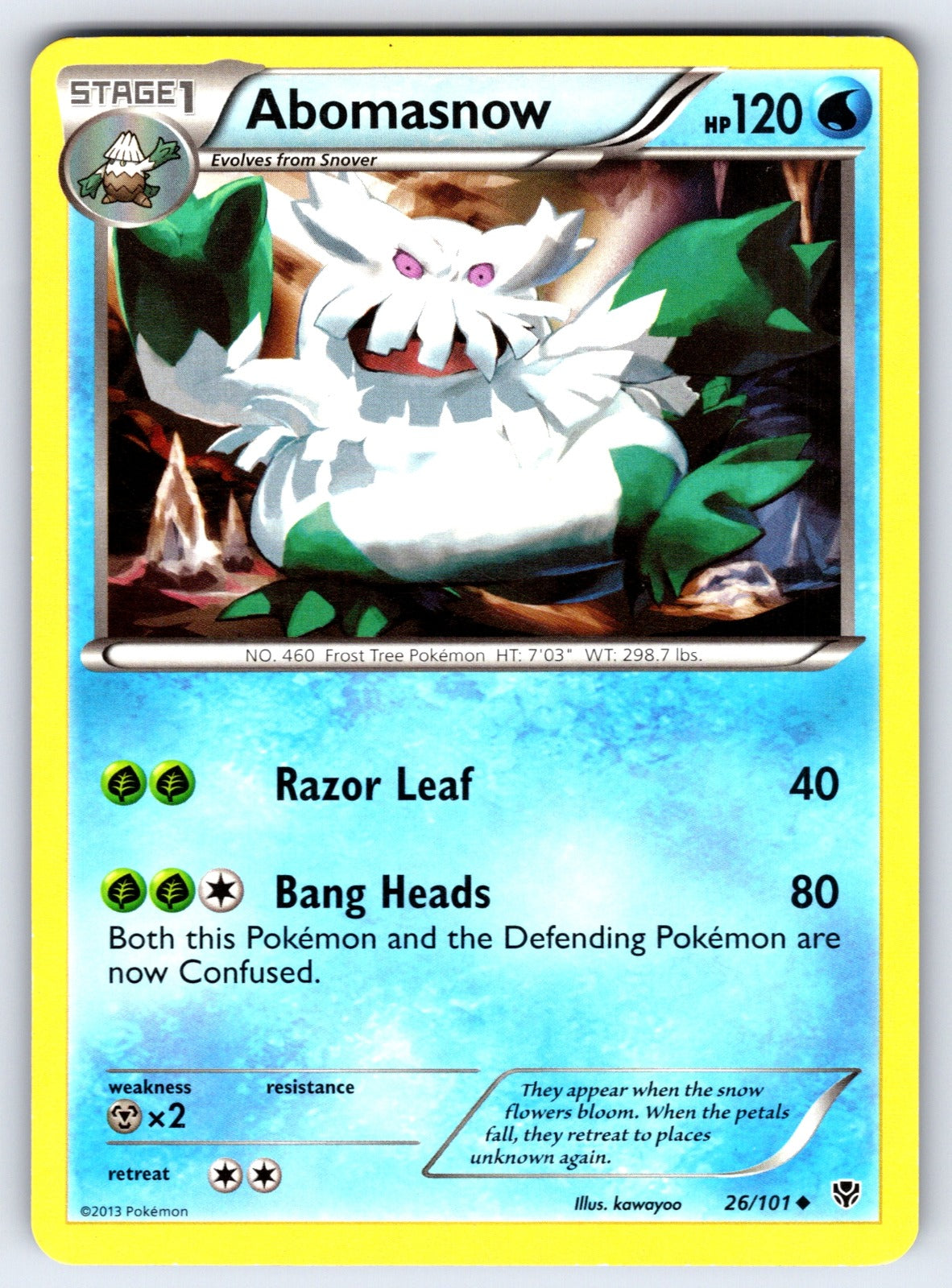 Abomasnow Uncommon Plasma Blast 26/101 LP 2013