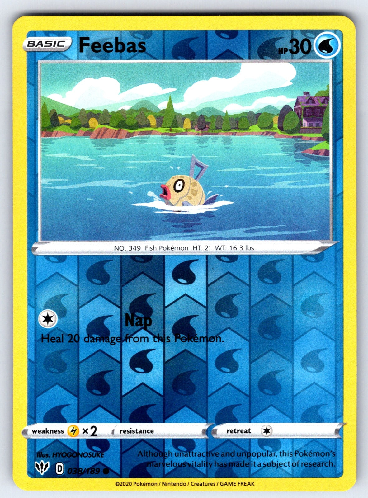 Feebas Reverse Holo Common SWSH03: Darkness Ablaze 038/189 NM 2020