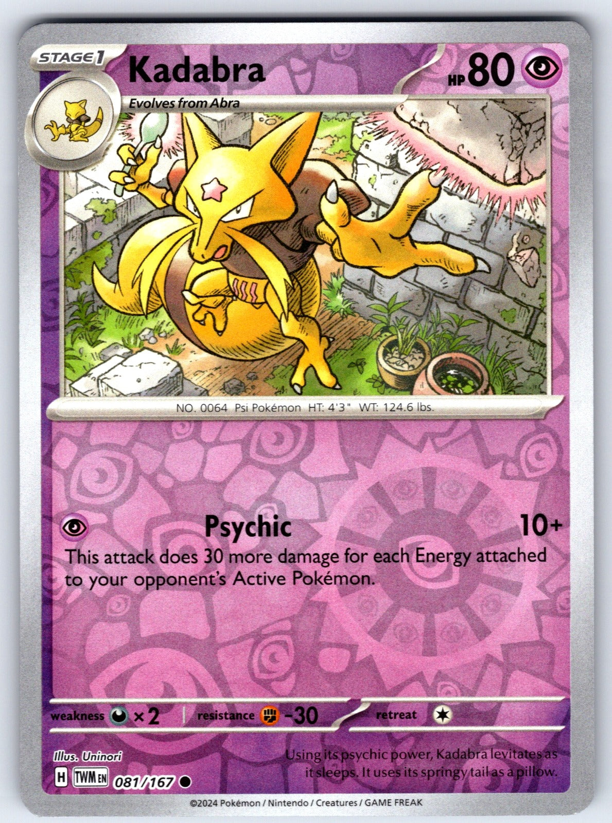 Kadabra Reverse Holo Common SV06: Twilight Masquerade 081/167 NM 2024