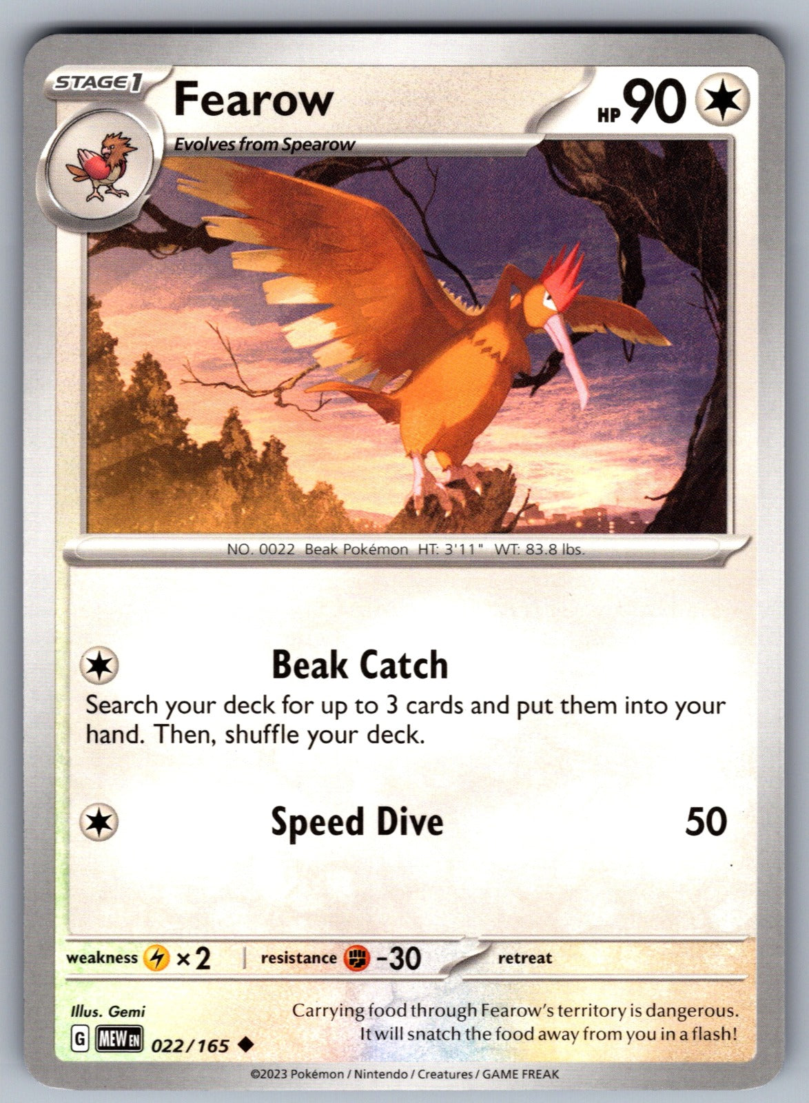 Fearow Uncommon SV: Scarlet & Violet 151 022/165 NM 2023