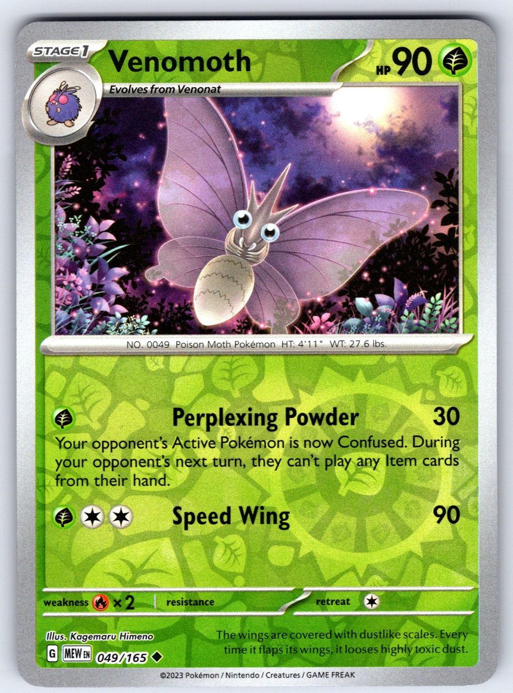 Venomoth Reverse Holo Uncommon SV: Scarlet & Violet 151 049/165 NM 2023