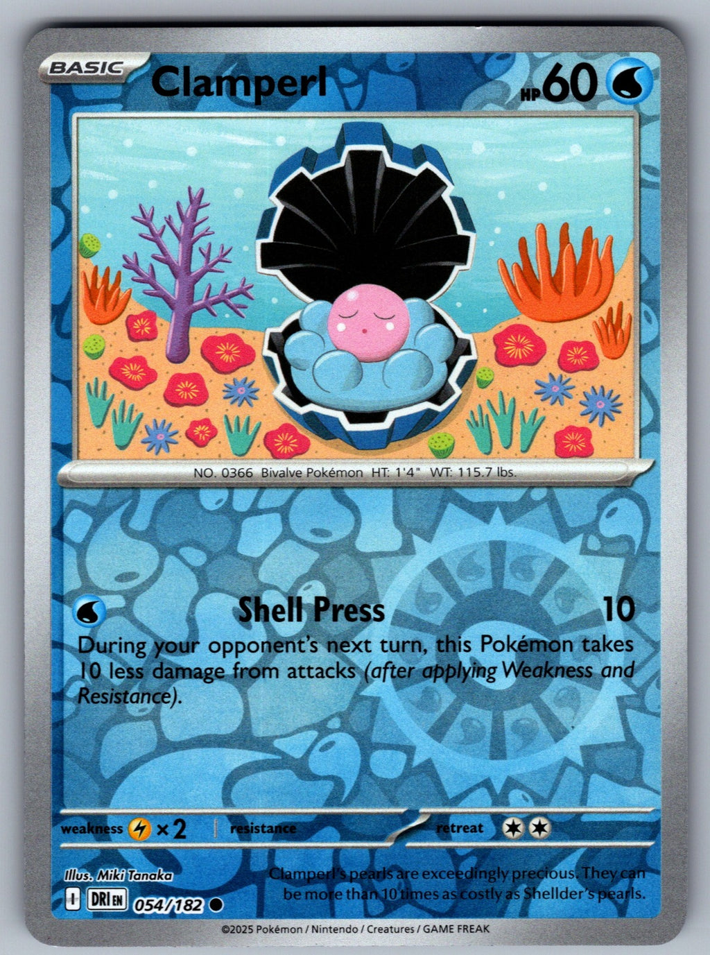 Clamperl Reverse Holo Common SV10: Destined Rivals 054/182 NM 2025