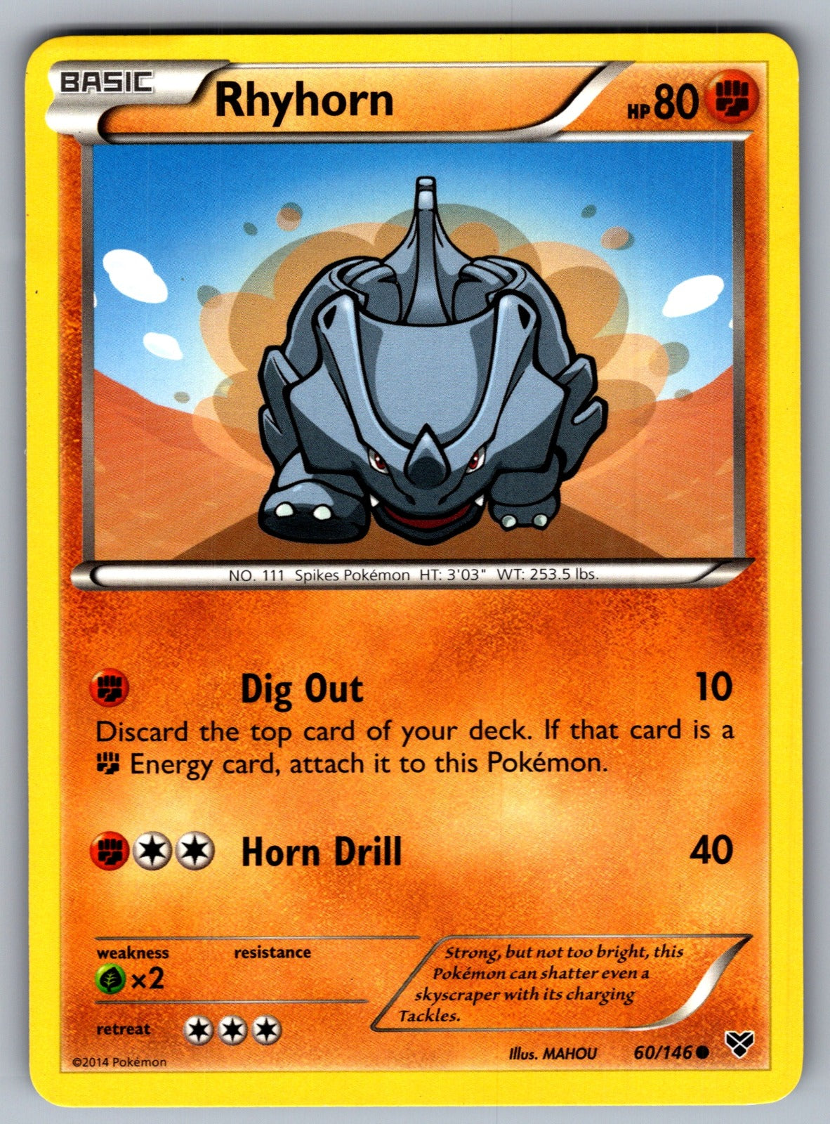 Rhyhorn Common XY Base Set 60/146 LP 2014