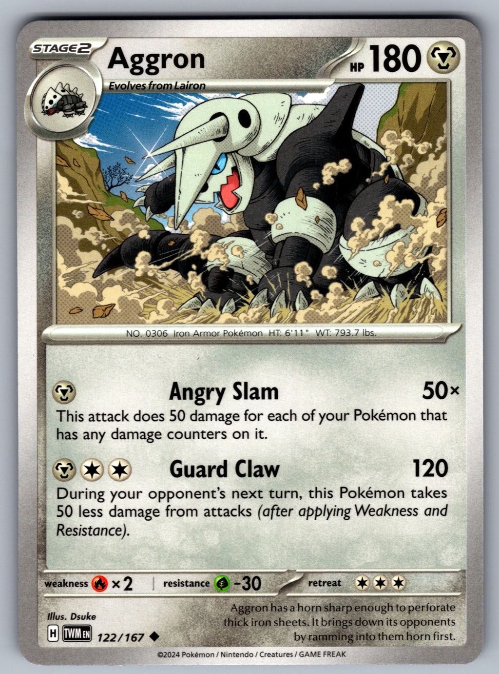 Aggron Uncommon SV06: Twilight Masquerade 122/167 NM 2024