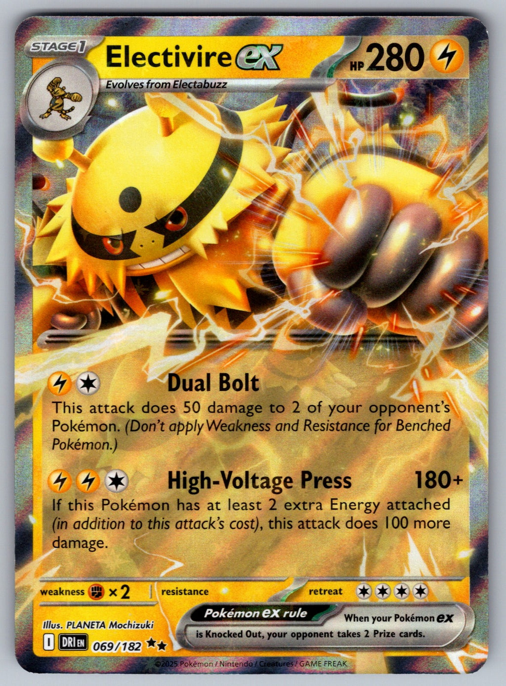Electivire ex Holo Double Rare SV10: Destined Rivals 069/182 NM 2025