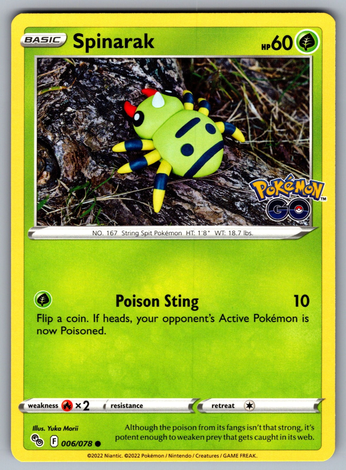 Spinarak Common Pokemon GO 006/078 NM 2022