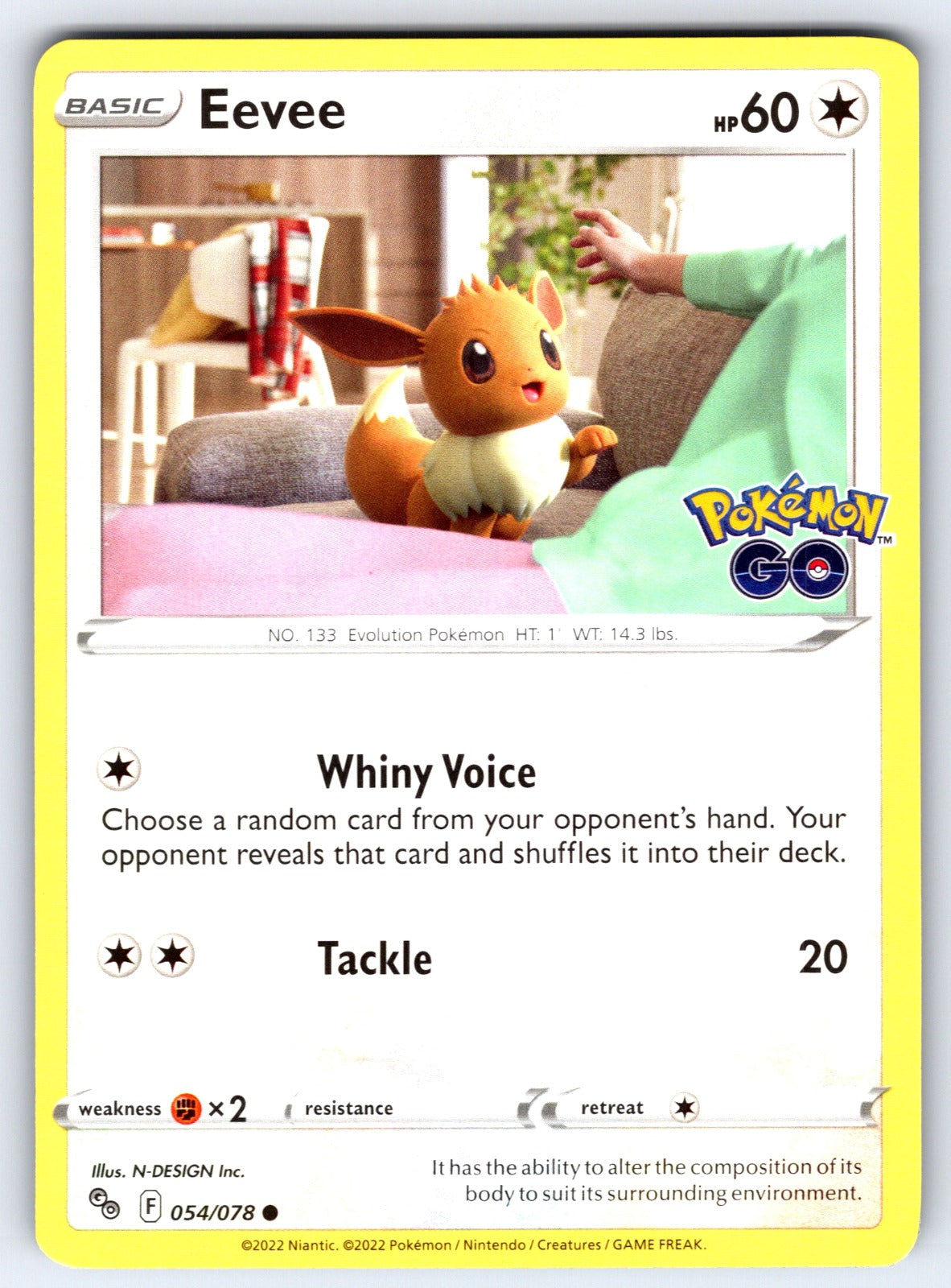 Eevee Common Pokemon GO 054/078 NM 2022