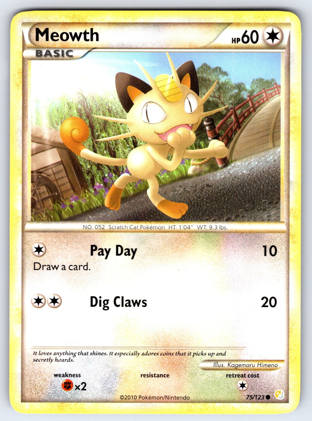 Meowth Common HeartGold SoulSilver 75/123 LP 2010