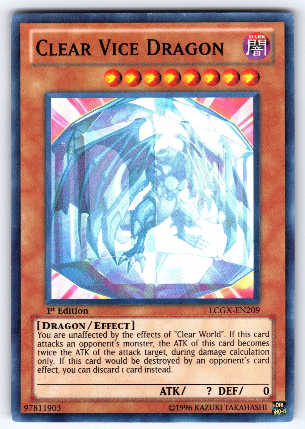 Clear Vice Dragon 1st Edition Super Rare Legendary Collection 2 LCGX-EN209 NM 20