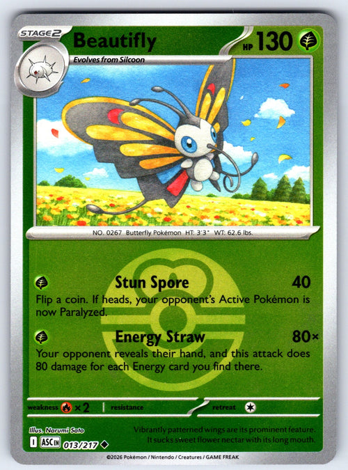 Beautifly - (Love Ball) Reverse Holo Uncommon ME: Ascended Heroes 013/217 NM 2026
