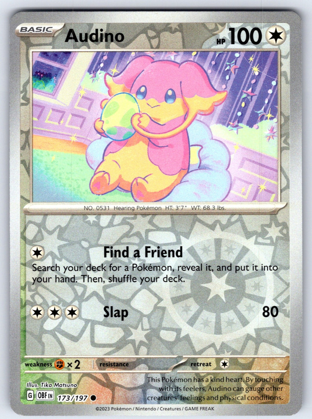 Audino Reverse Holo Common SV03: Obsidian Flames 173/197 NM 2023