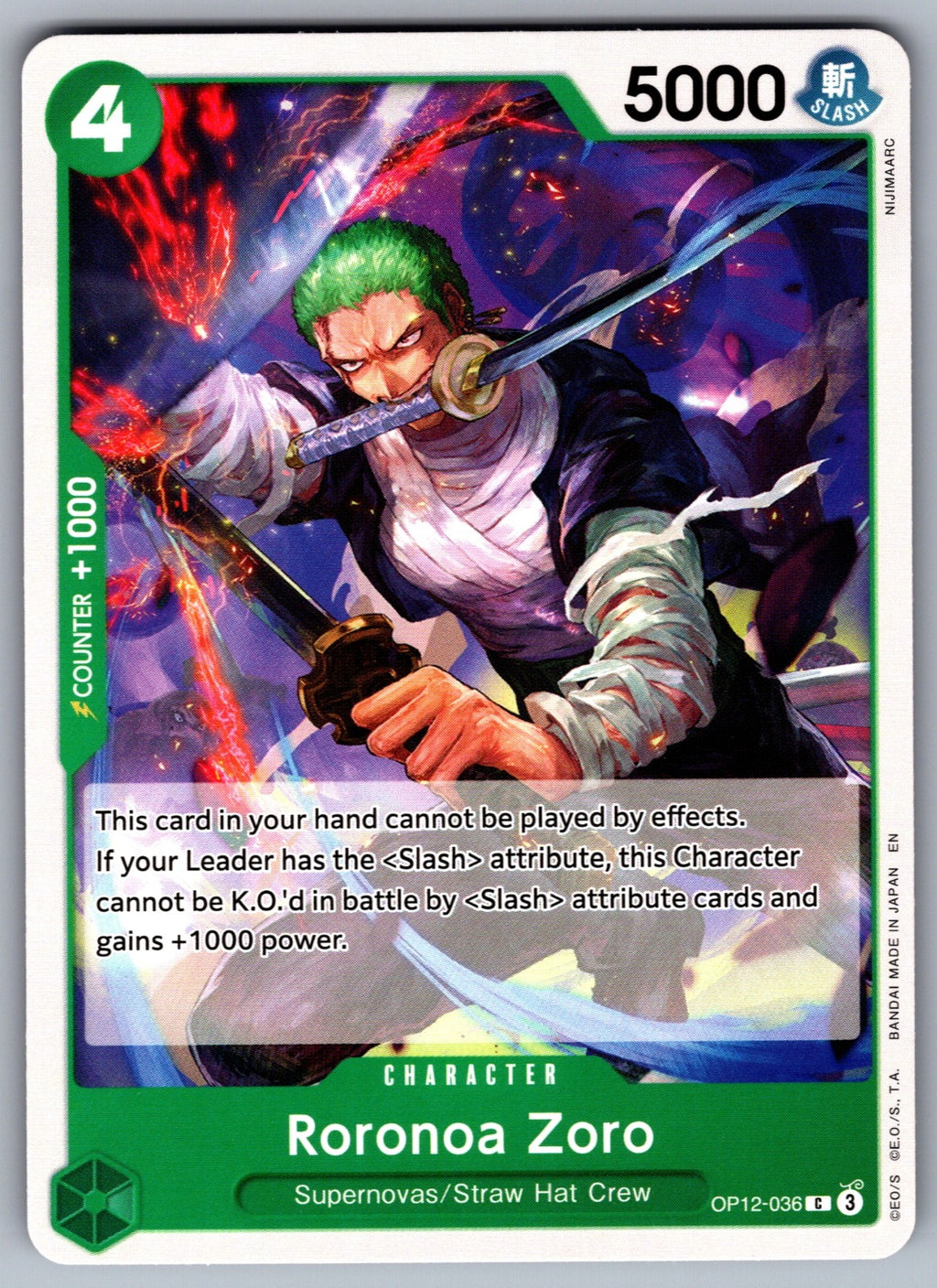 Roronoa Zoro (036) C Legacy of the Master OP12-036 NM 2025
