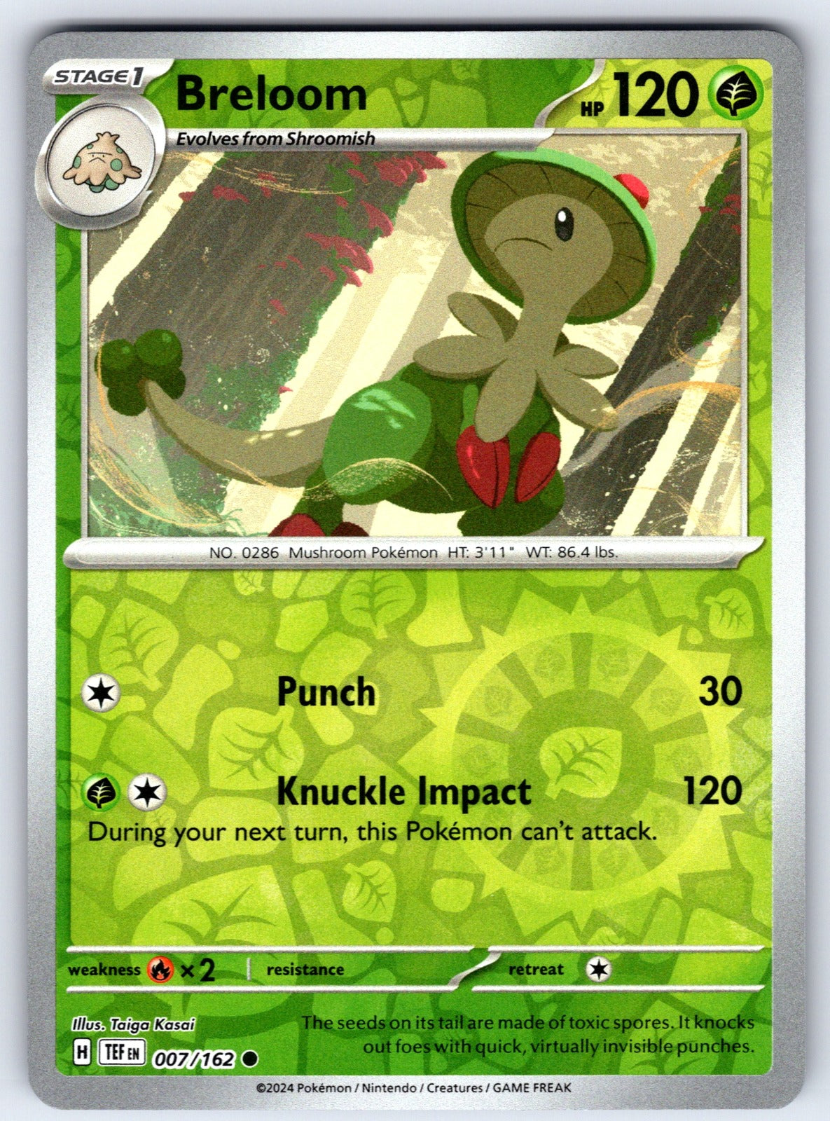 Breloom Reverse Holo Common SV05: Temporal Forces 007/162 NM 2024