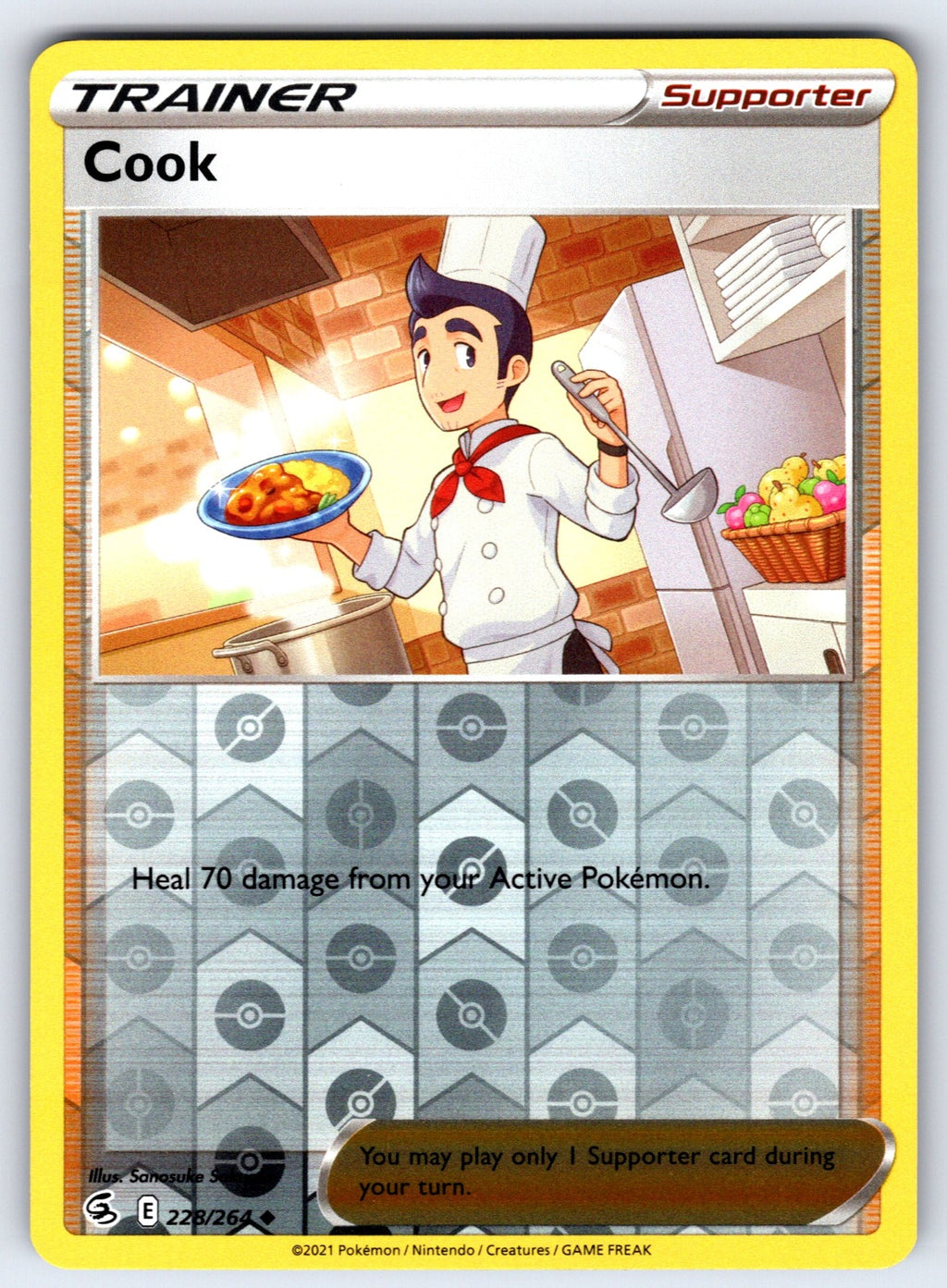 Cook Reverse Holo Uncommon SWSH08: Fusion Strike 228/264 NM 2021