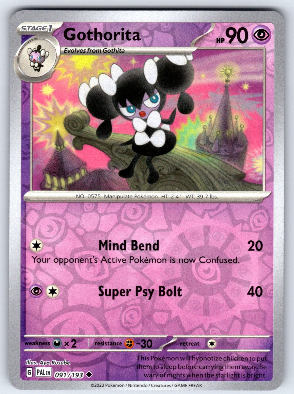 Gothorita Reverse Holo Uncommon SV02: Paldea Evolved 091/193 NM 2023
