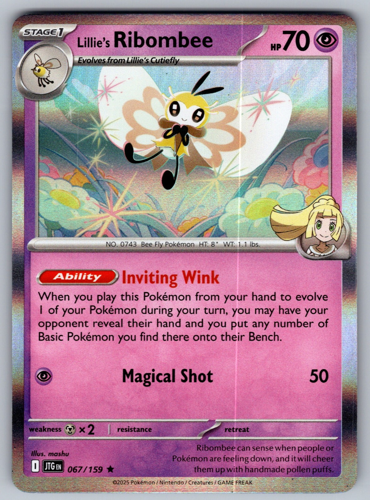 Lillie's Ribombee Holo Rare SV09: Journey Together 067/159 NM 2025