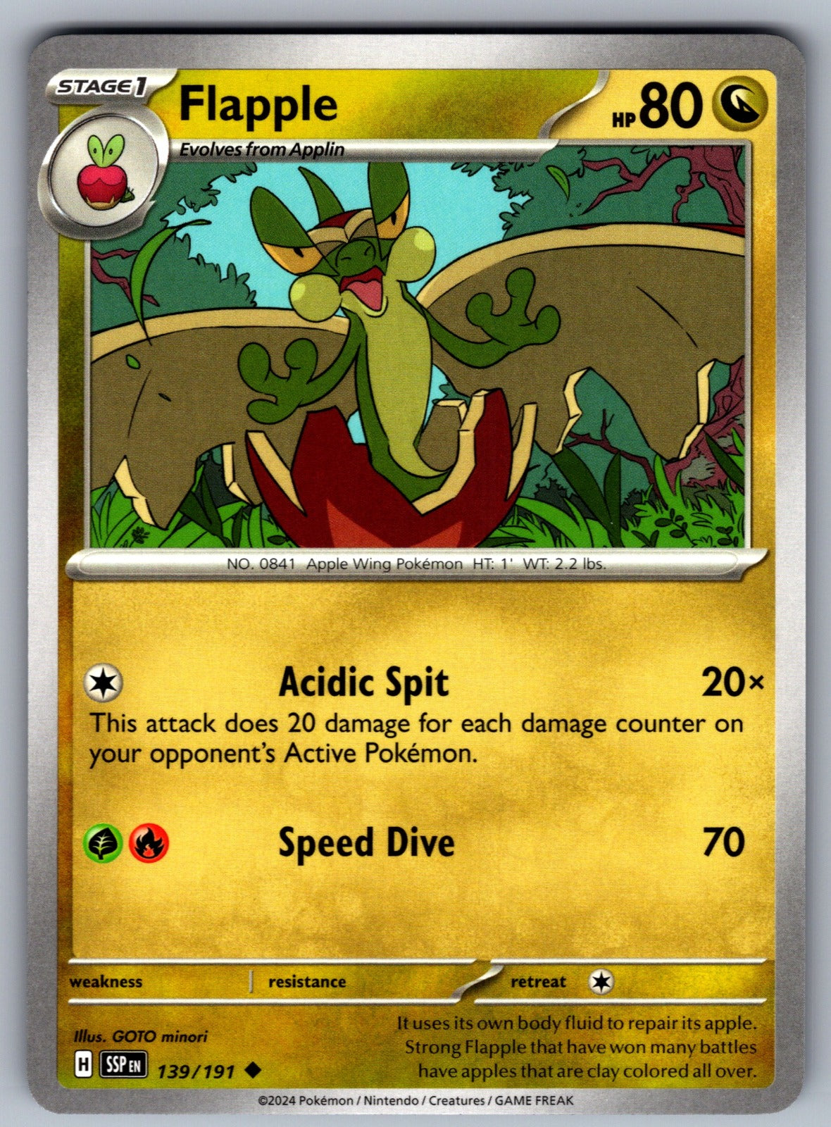 Flapple Uncommon SV08: Surging Sparks 139/191 NM 2024