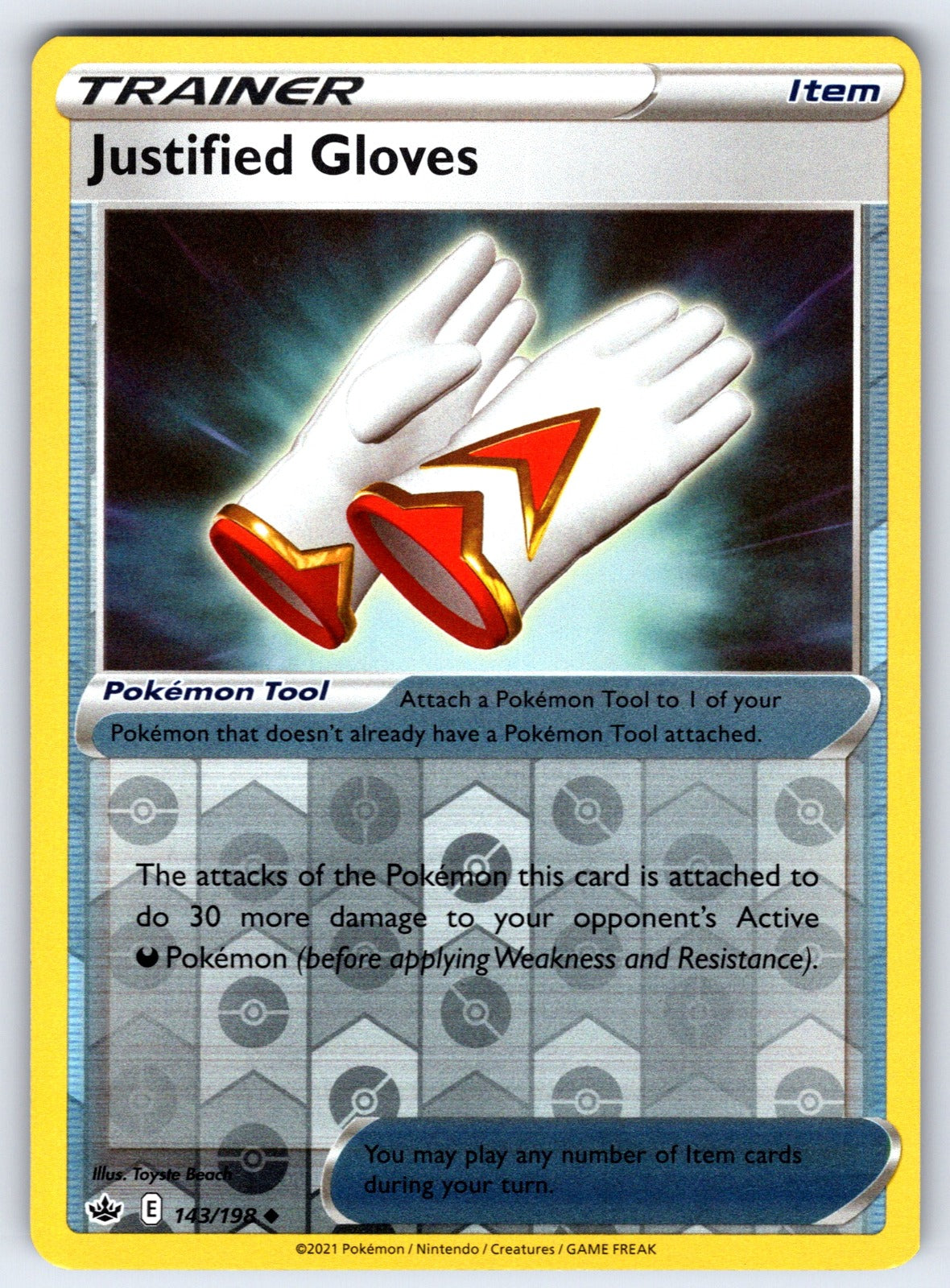 Justified Gloves Reverse Holo Uncommon SWSH06: Chilling Reign 143/198 NM 2021
