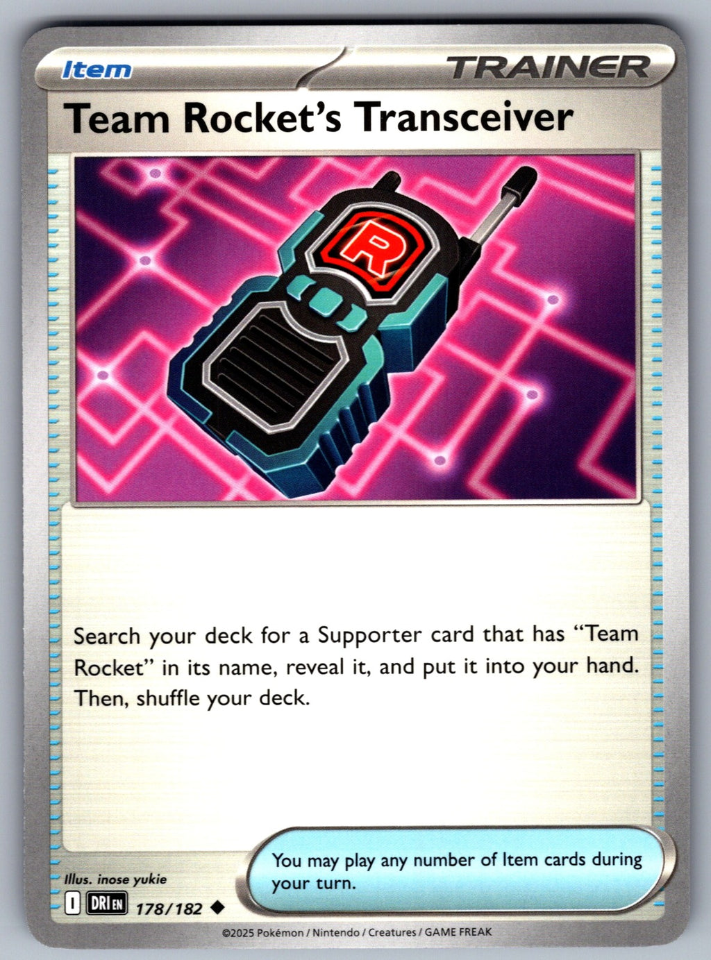 Team Rocket's Transceiver Uncommon SV10: Destined Rivals 178/182 NM 2025