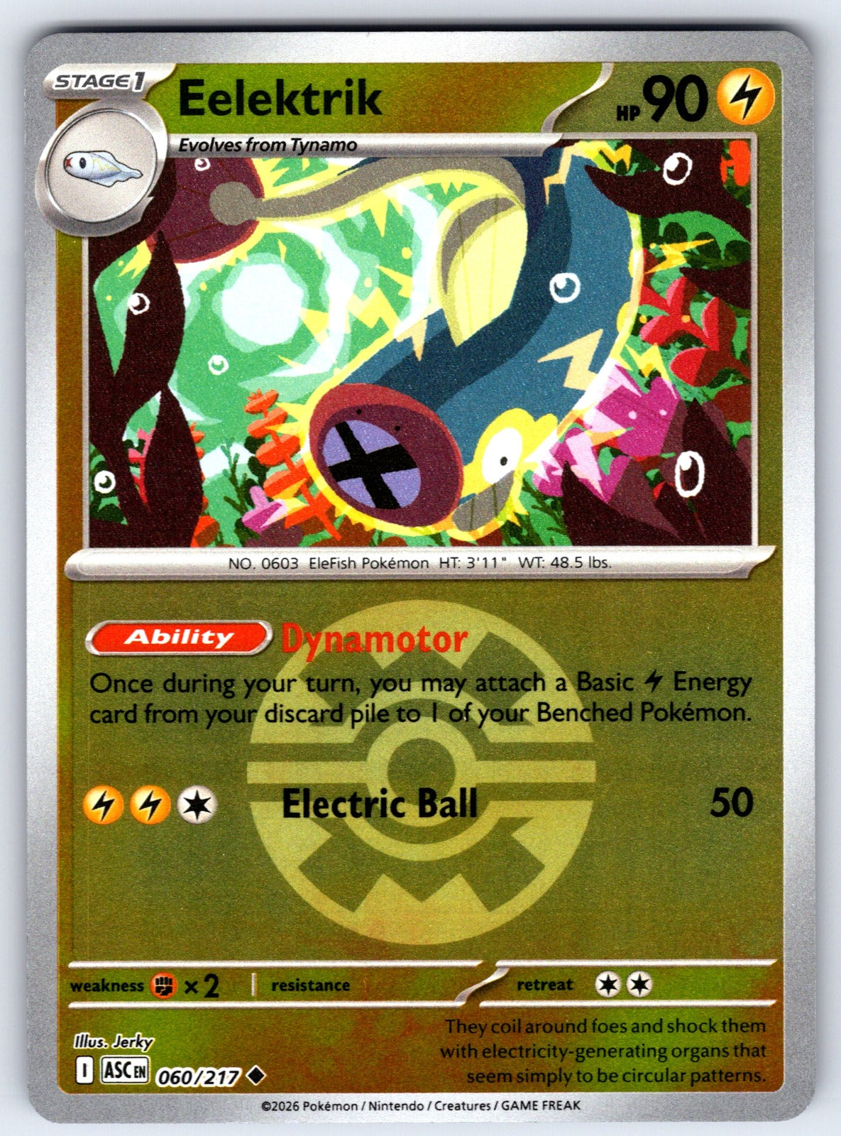 Eelektrik (Quick Ball) Reverse Holo Uncommon ME: Ascended Heroes 060/217 NM 2026