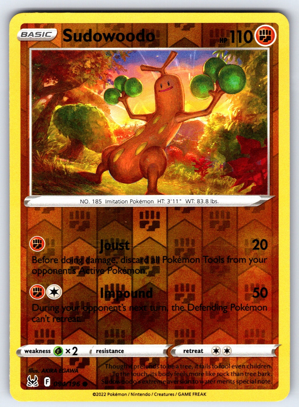 Sudowoodo Reverse Holo Common SWSH11: Lost Origin 094/196 NM 2022