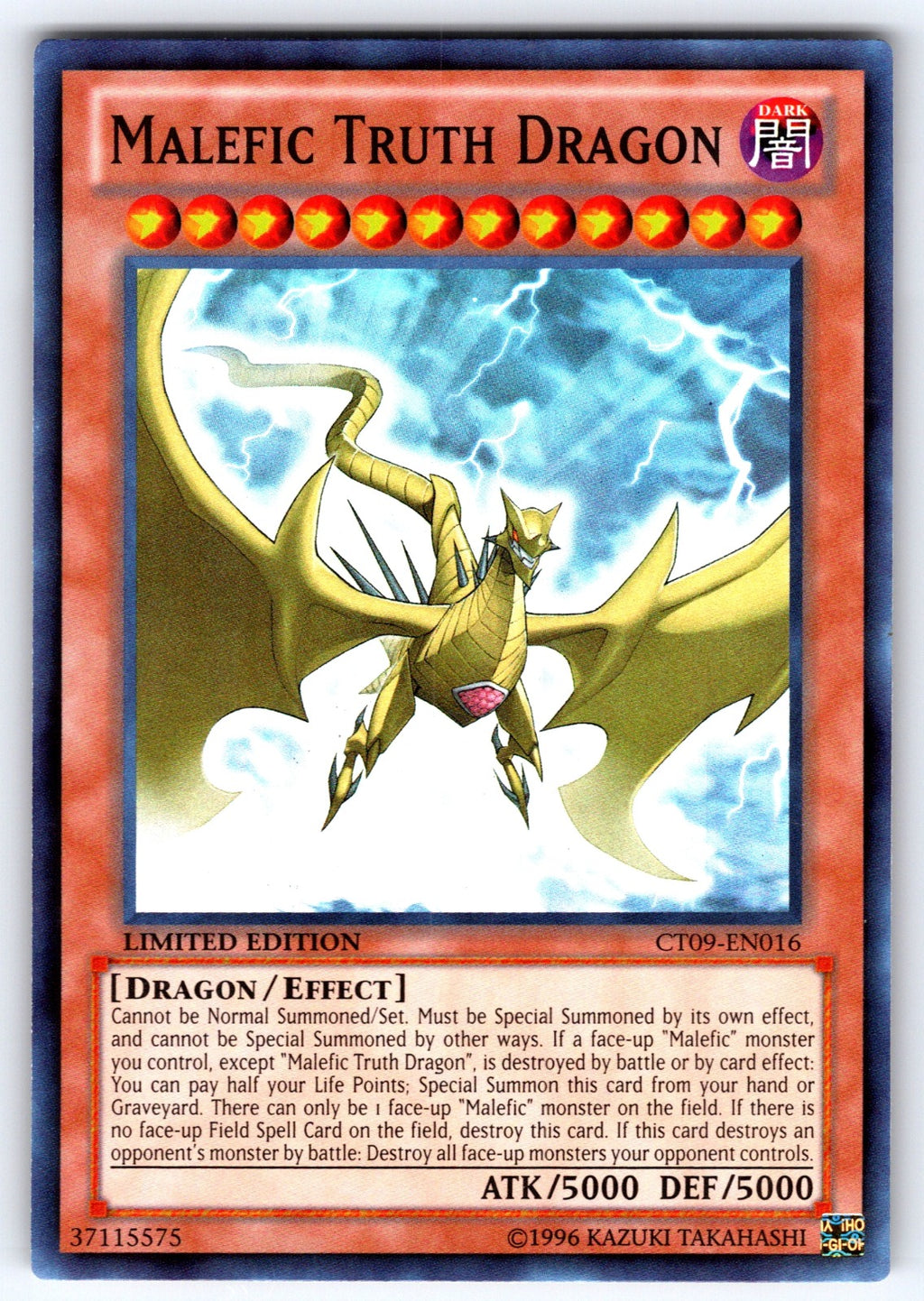 Malefic Truth Dragon Limited Super Rare 2012 Collectors Tin CT09-EN016 NM 2012