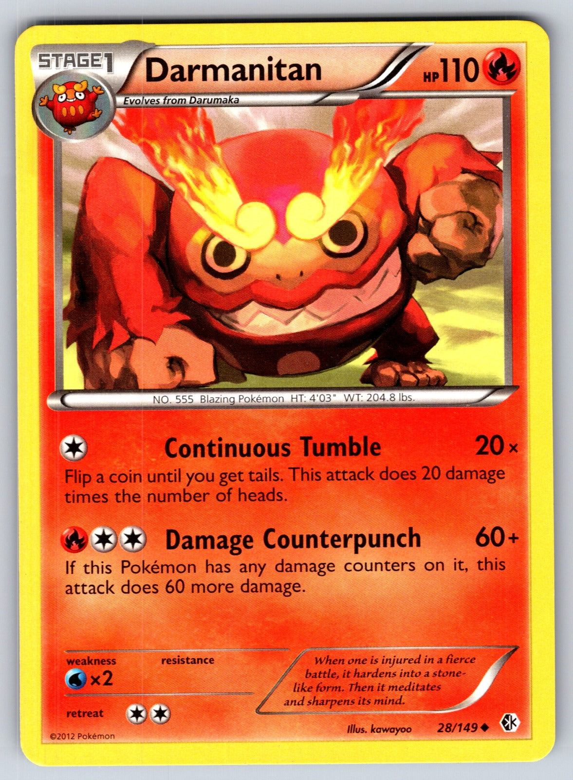 Darmanitan Uncommon Boundaries Crossed 28/149 LP 2012