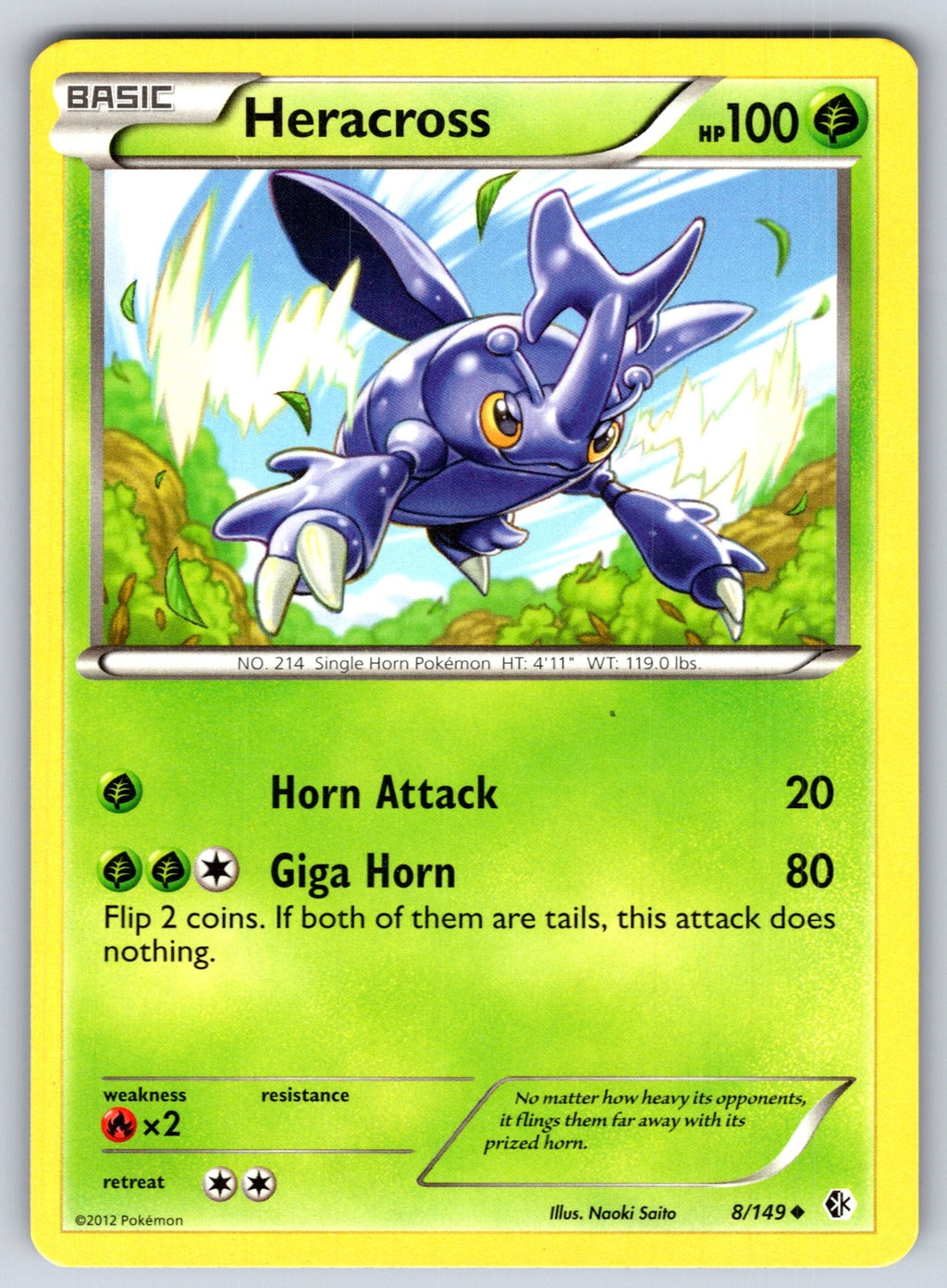 Heracross Uncommon Boundaries Crossed 8/149 LP 2012