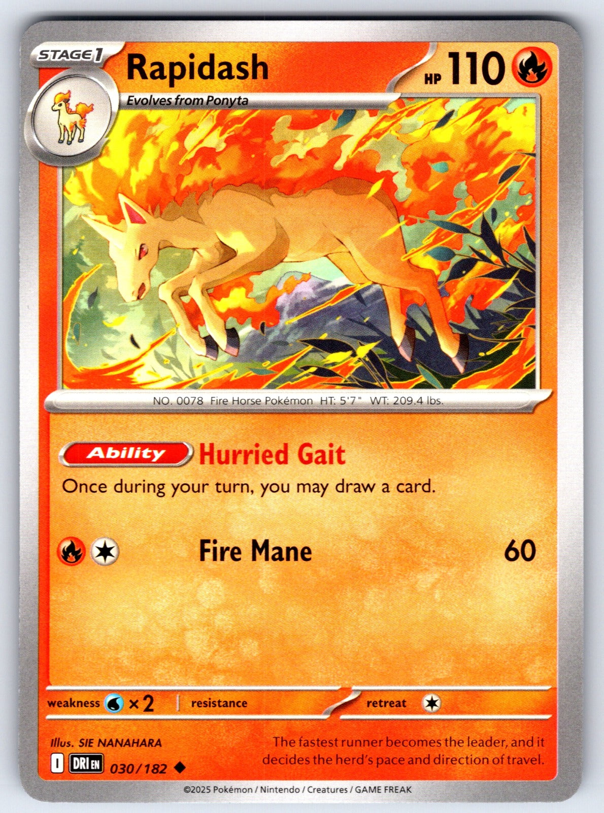 Rapidash Uncommon SV10: Destined Rivals 030/182 NM 2025