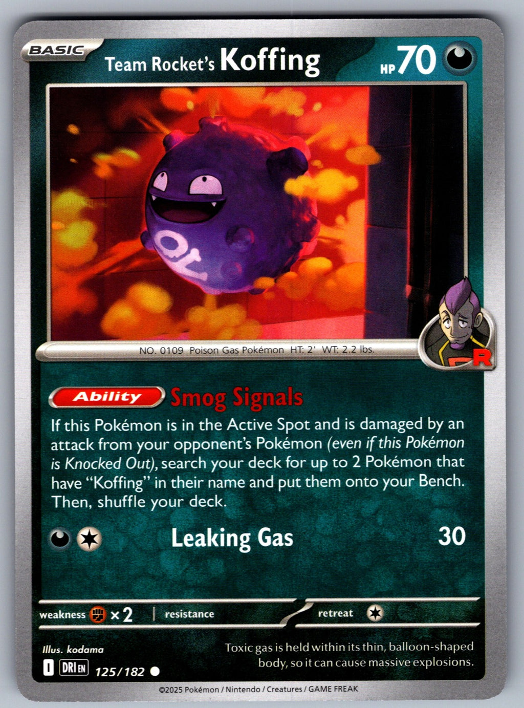 Team Rocket's Koffing Common SV10: Destined Rivals 125/182 NM 2025