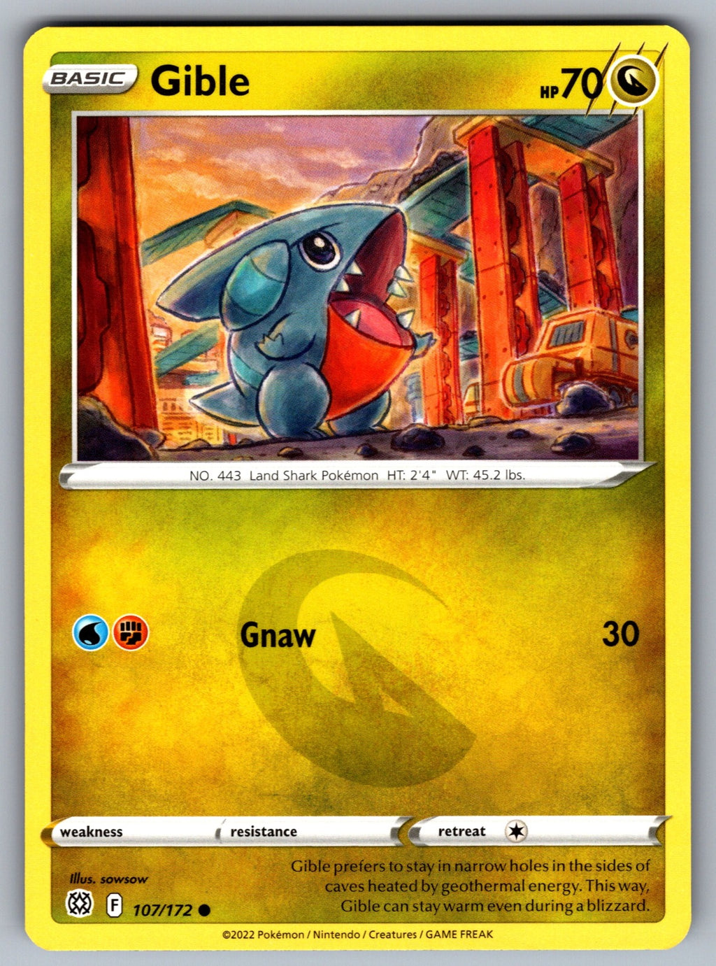 Gible Common SWSH09: Brilliant Stars 107/172 NM 2022
