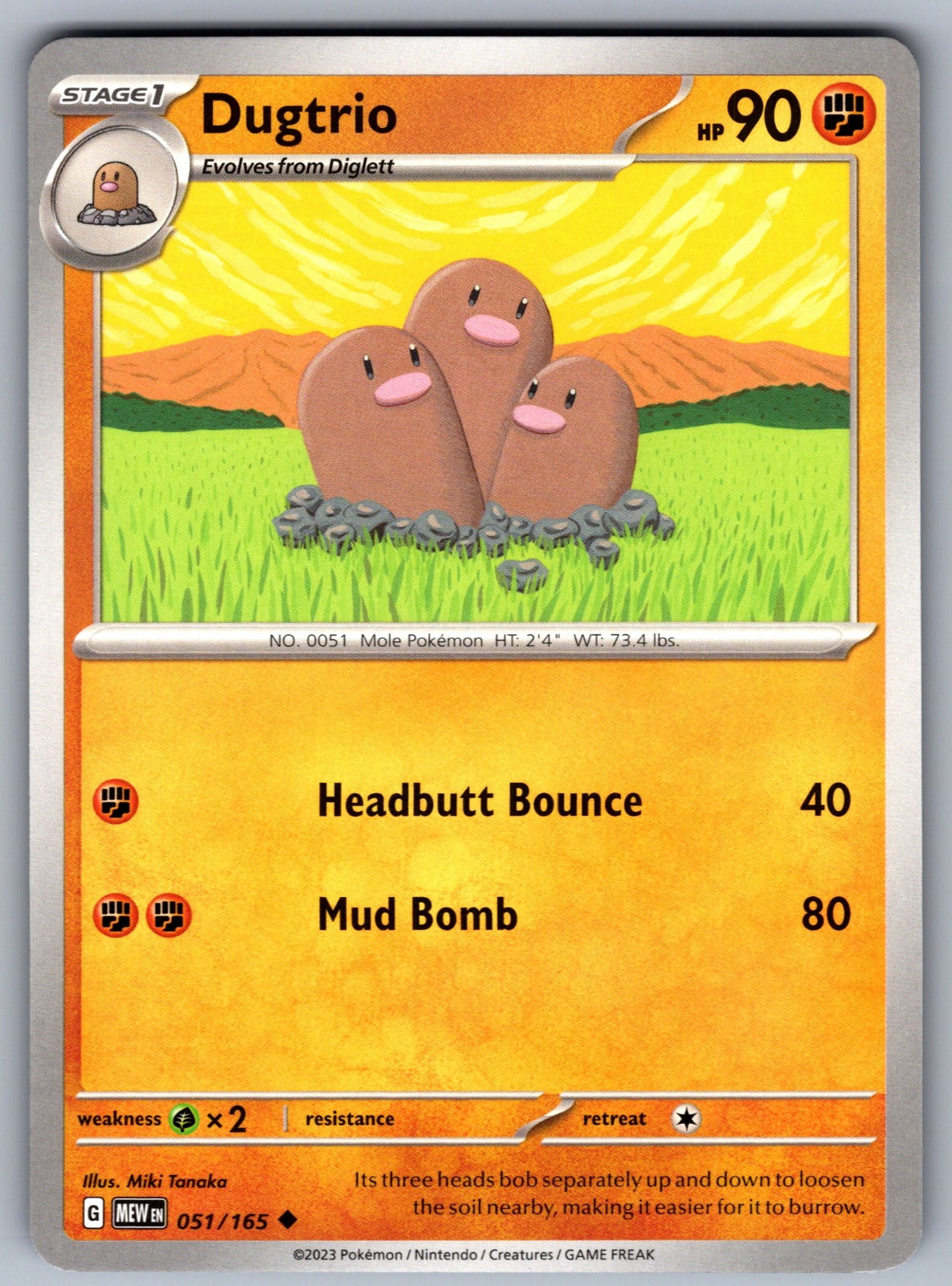 Dugtrio Uncommon SV: Scarlet & Violet 151 051/165 NM 2023