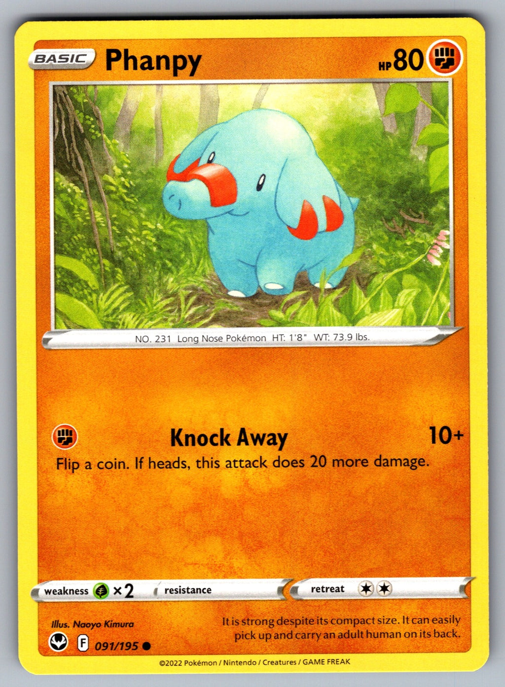 Phanpy Common SWSH12: Silver Tempest 091/195 NM 2022