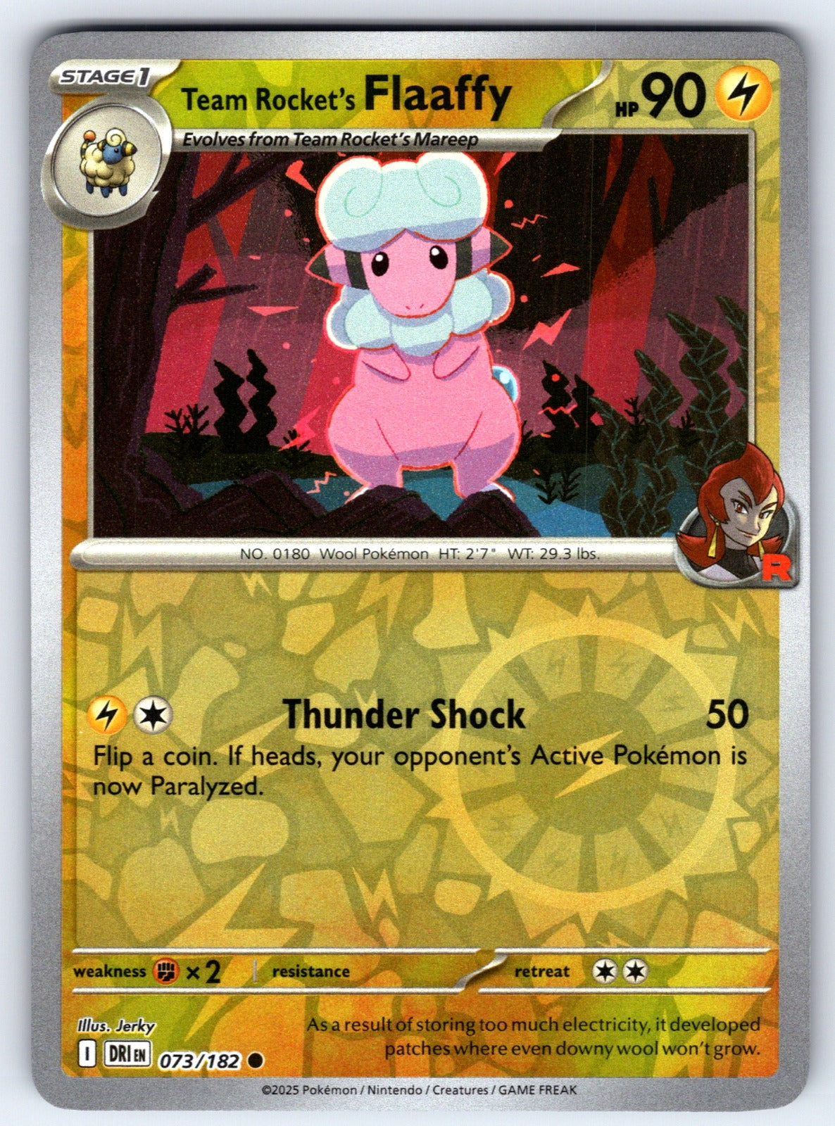 Team Rocket's Flaaffy Reverse Holo Common SV10: Destined Rivals 073/182 NM 2025