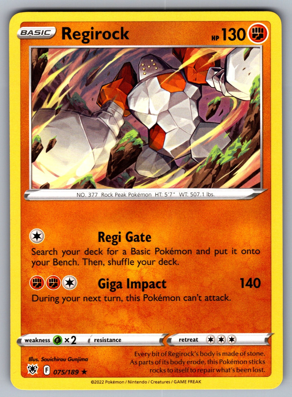 Regirock Rare SWSH10: Astral Radiance 075/189 NM 2022