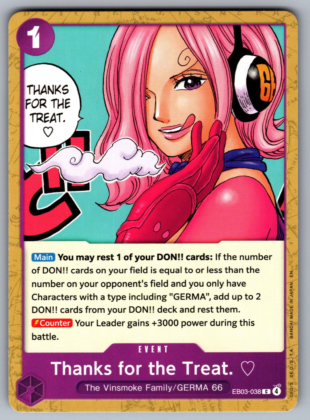 Thanks for the Treat. C Extra Booster: One Piece Heroines Edition EB03-038 NM 20