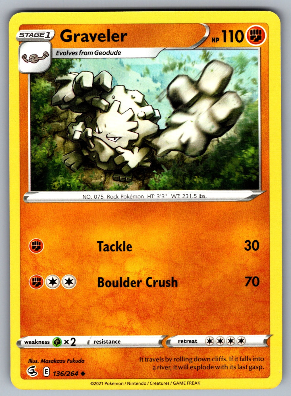 Graveler Uncommon SWSH08: Fusion Strike 136/264 NM 2021