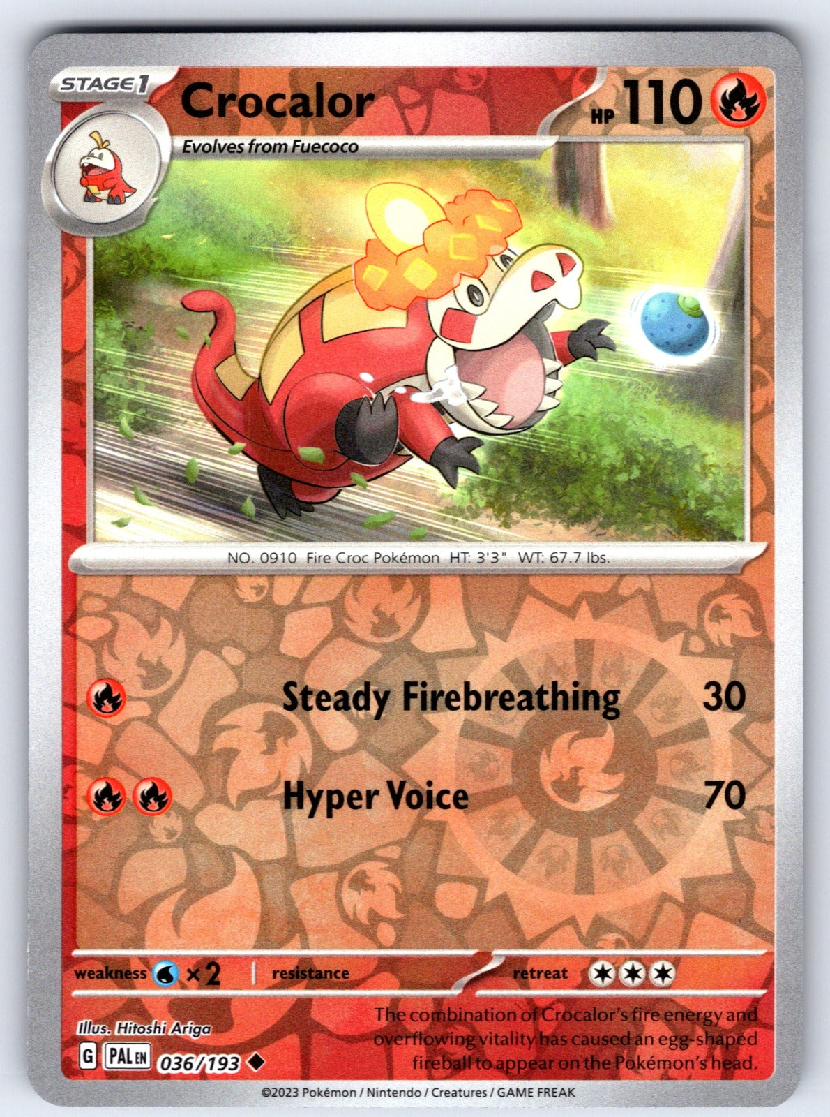 Crocalor Reverse Holo Uncommon SV02: Paldea Evolved 036/193 NM 2023