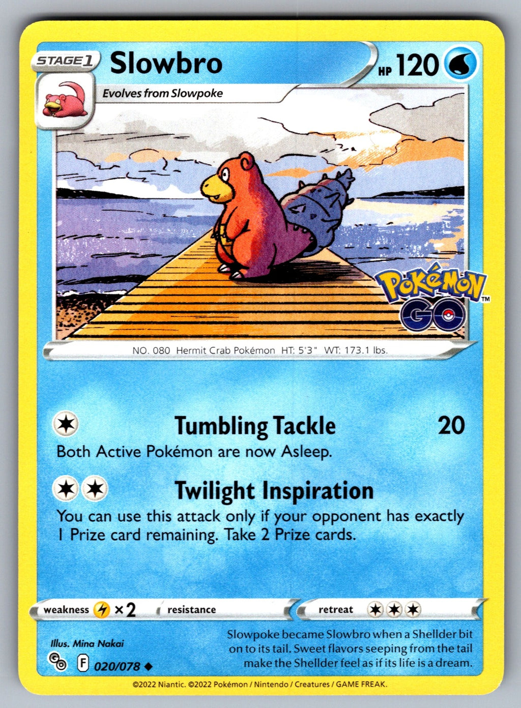 Slowbro Uncommon Pokemon GO 020/078 NM 2022